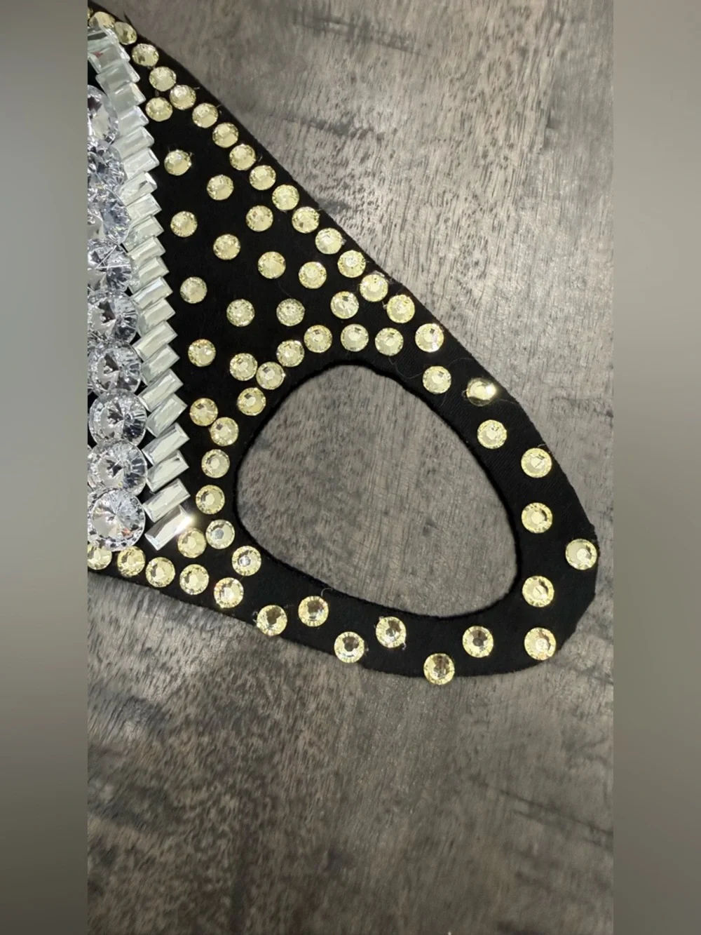 Embellished Black Face Mask with Crystal Accents